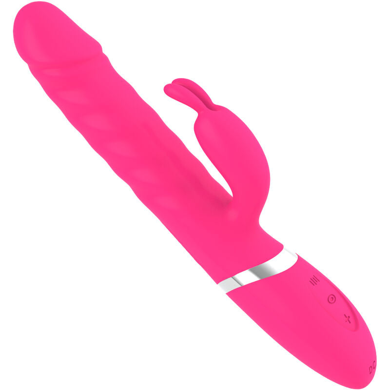 Dildo vibrante fucsia ARMONY VIBRATORS con stimolatore, dettagli colorati e design ergonomico, per piacere e relax.