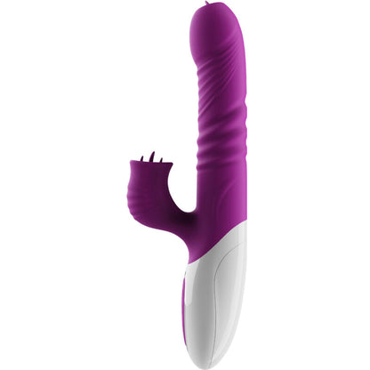 Vibratore ARMONY con doppia lingua e effetto calore, colore viola, design ergonomico e stimolante, marca ARMONY VIBRATORS.