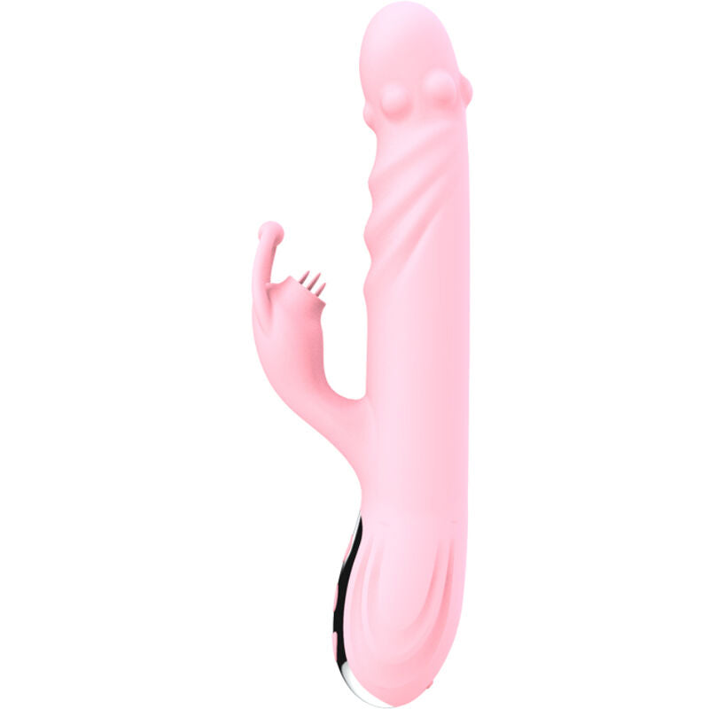 Vibratore ARMONY con effetto calore e stimolante della lingua, design rosa e completo per piacere intenso.