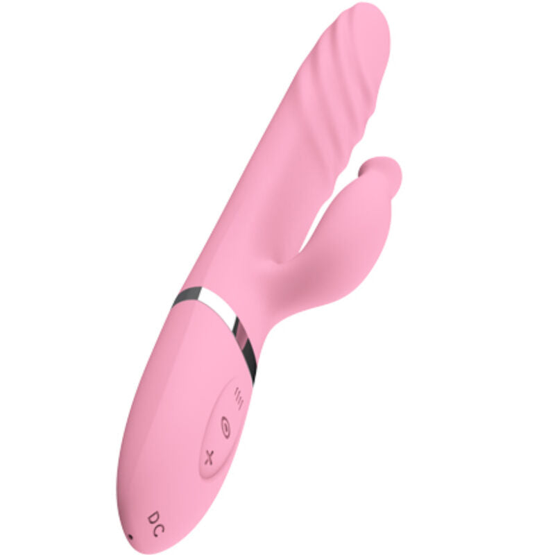 Vibratore ARMONY con lingua rosa e effetto calore, design elegante e dettagli realistici, per stimolazione intensa.