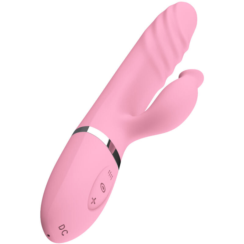 Vibratore ARMONY con lingua rosa e effetto calore, design elegante e dettagli realistici per piacere e stimolazione.