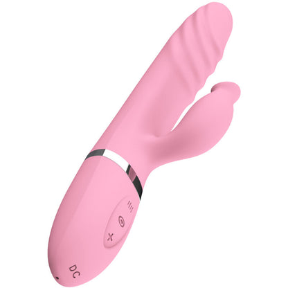 Vibratore ARMONY con lingua rosa e effetto calore, design elegante e dettagli realistici per piacere e stimolazione.