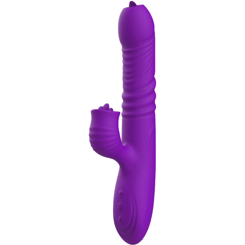 Vibratore ARMONY G-spot rabbit viola con effetto calore e stimolante lingua, progettato per piacere e massaggi intensi.