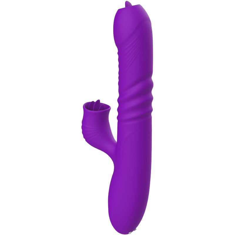 Vibratore ARMONY Fully G Spot Rabbit con effetto calore e stimolazione lingua, colore viola, design ergonomico e stimolante.