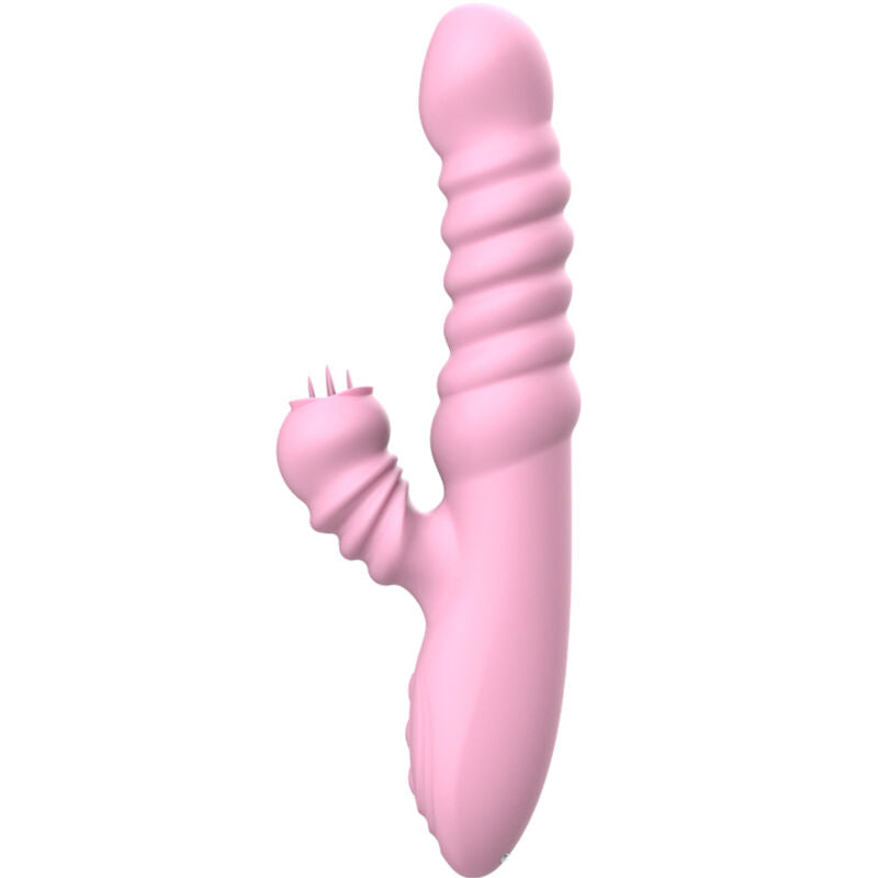 Vibratore multifunzione ARMONY con lingua stimolante, effetto calore e design rosa, ideale per la stimolazione personale.