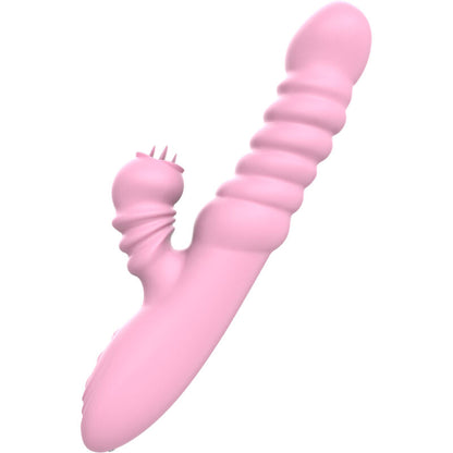 Vibratore multifunzione ARMONY con lingua stimolante, effetto calore e design rosa, ideale per piacere e relax.