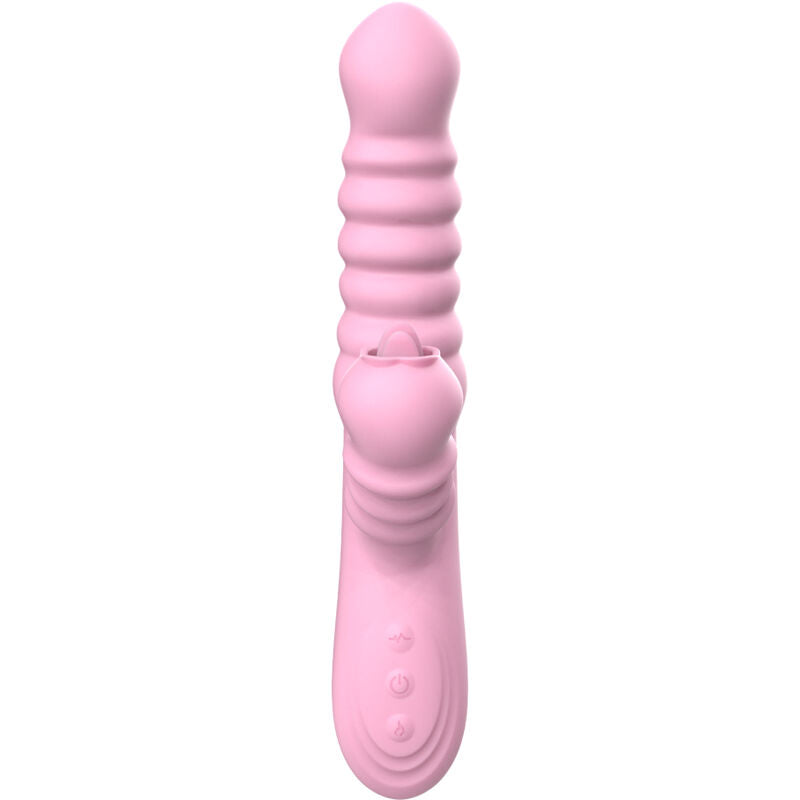 Vibratore multifunzione ARMONY con lingua stimolante, effetto calore, colore rosa, ideale per stimolazione sensuale.