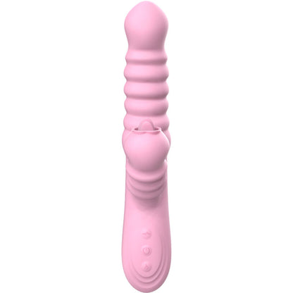 Vibratore multifunzione ARMONY con lingua stimolante, effetto calore, colore rosa, ideale per stimolazione sensuale.