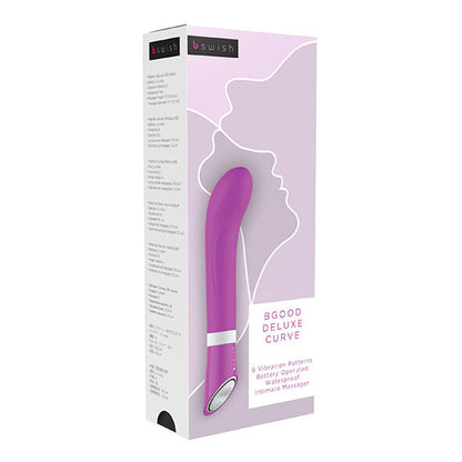 Vibratore B SWISH B Buona Curva Deluxe Lilla con forma ergonomica e dettagli morbidi, ideale per stimolazione e piacere.