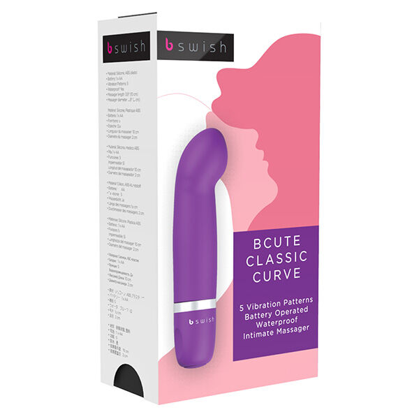 Vibratore B SWISH BCUTE CLASSIC CURVE LILLA color lilla con forma curva e design elegante, ideale per stimolazione e piacere.