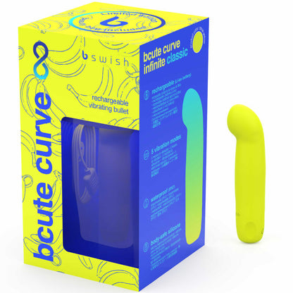 Vibratore B SWISH BCUTE CURVE INFINITE CLASSIC in silicone giallo, ricaricabile, con design ergonomico edizione limitata