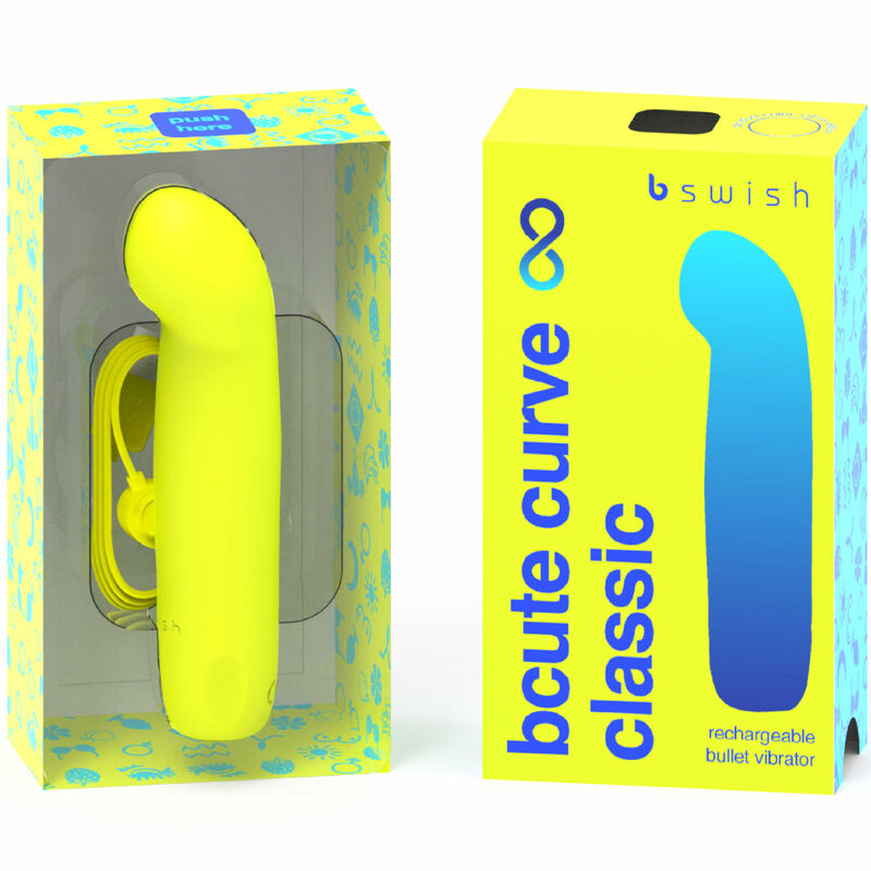 Vibratore B SWISH BCUTE Curve Infinite Classic in silicone giallo, ricaricabile e progettato per il piacere.