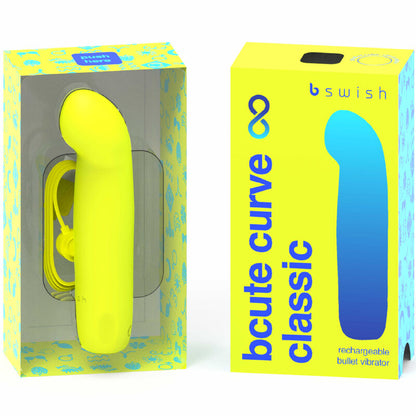 Vibratore B SWISH BCUTE Curve Infinite Classic in silicone giallo, ricaricabile e progettato per il piacere.