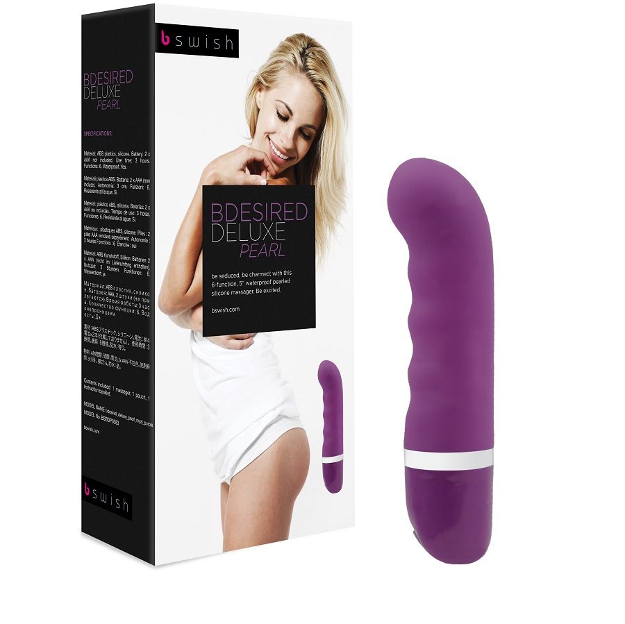 Dildo B SWISH BDESIRED DELUXE Pearl Royal Lilla con finitura lucida e dettagli realistici, in colore lilla e design elegante.