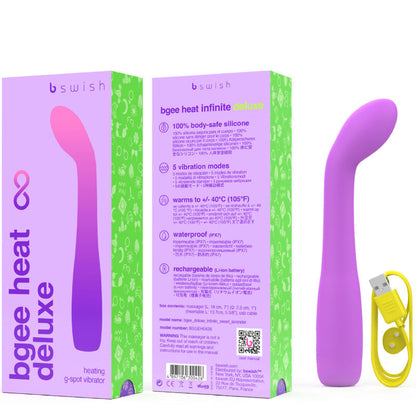 Vibratore ricaricabile B SWISH BGEE Heat Infinite Deluxe in silicone lavanda, dal design elegante e morbido al tatto.