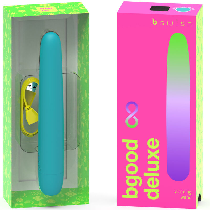 Vibratore ricaricabile B SWISH BGOOD Infinite Deluxe in silicone blu, con design ergonomico e superficie liscia.
