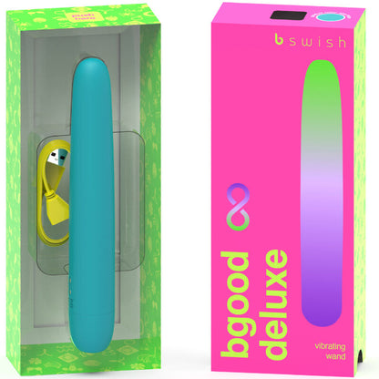 Vibratore ricaricabile B SWISH BGOOD Infinite Deluxe in silicone blu, con design ergonomico e superficie liscia.