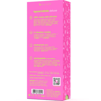 Vibratore ricaricabile B SWISH BGOOD Infinite Deluxe in silicone rosa, design elegante e superficie liscia per piacere intenso.