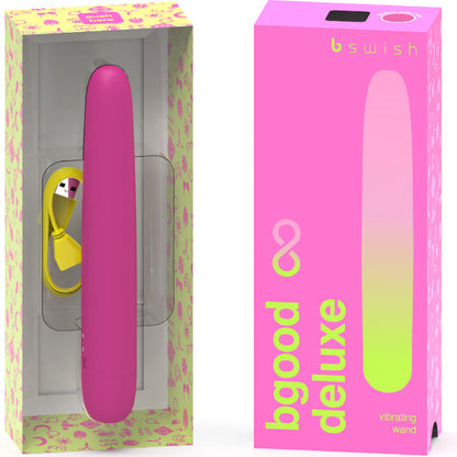 Vibratore ricaricabile B SWISH BGOOD Infinite Deluxe in silicone rosa, con design ergonomico e superficie morbida.