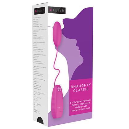 Proiettore vibrante B SWISH BNAUGHTY CLASSIC di colore cerise, con design elegante e dettagli colorati.