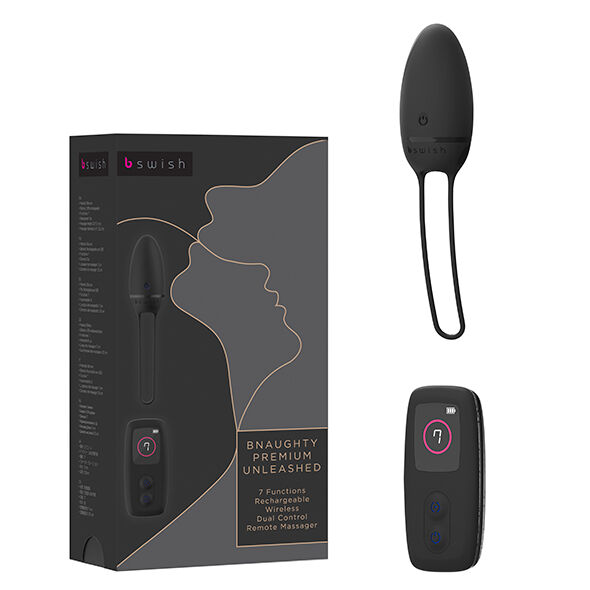 Vibratore nero B SWISH BNAUGHTY PREMIUM UNLEASHED, design elegante e dettagli ricercati, ideale per stimolazione e piacere.