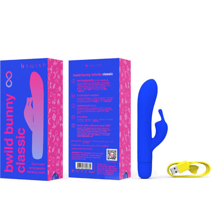 Vibratore ricaricabile B SWISH B Wild Bunny Infinite in silicone blu, design classico e ergonomico per il piacere.