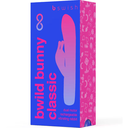 Vibratore ricaricabile B SWISH BWILD Bunny Infinite in silicone blu, design classico e inclusivo, ideale per stimolazione piacevole