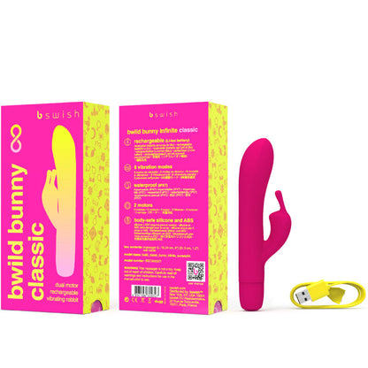 Vibratore rosa B SWISH BWILD BUNNY INFINITE CLASSIC in silicone, ricaricabile, con design elegante e ergonomico.