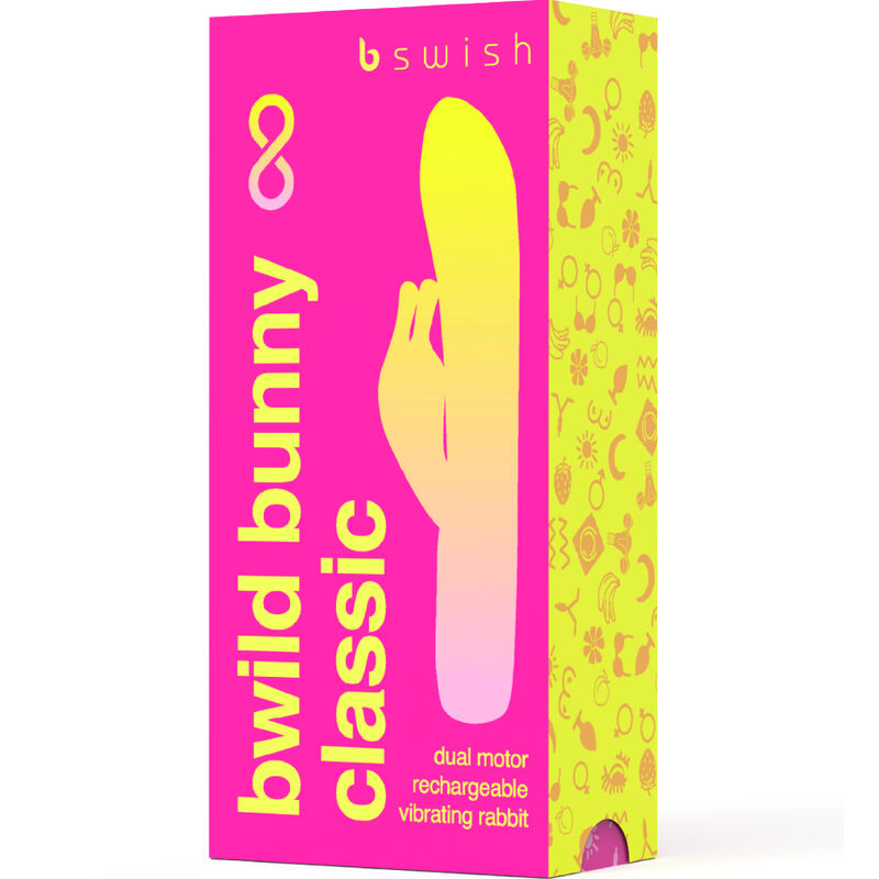 Vibratore ricaricabile B SWISH Bwild Bunny Infinite Classic in silicone rosa, con design ergonomico e superfici lisce.