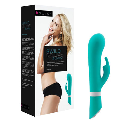 Vibratore Bunny B SWISH BWILD DELUXE con coniglio, design elegante in colore Giada, stimolazione doppia, materiale morbido e liscio