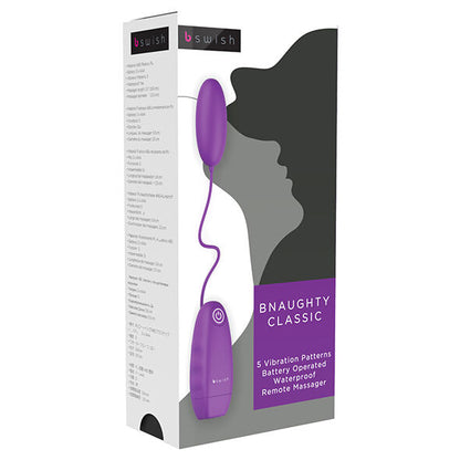 Proiettile vibrante B SWISH Bnaughty Classic viola, dispositivo di stimolazione in silicone con design elegante e colore viola.