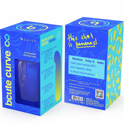 Vibratore ricaricabile in silicone blu B SWISH BCUTE Curve Infinite, edizione limitata, design elegante e superficie liscia.