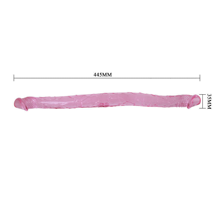 Dildo doppio rosa BAILE ANAL, lunghezza 44,5 cm, con dettagli realistici e design a doppio stimolante.