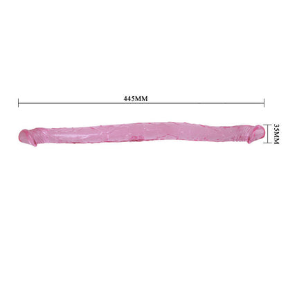 Dildo doppio rosa BAILE ANAL, lunghezza 44,5 cm, con dettagli realistici e design a doppio stimolante.