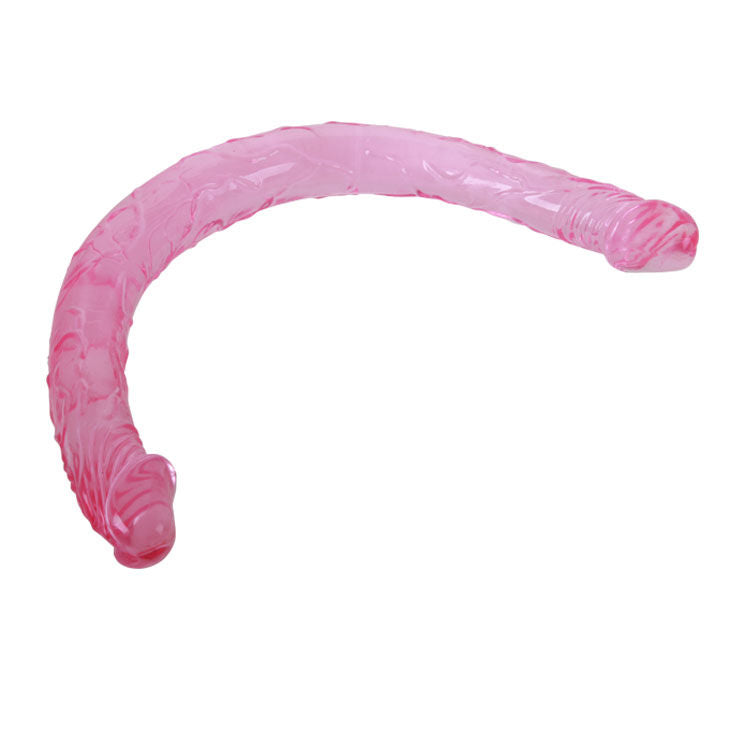 Dildo doppio rosa BAILE ANAL, lunghezza 44,5 cm, con design realistico e dettagli realistici, per uso anale.