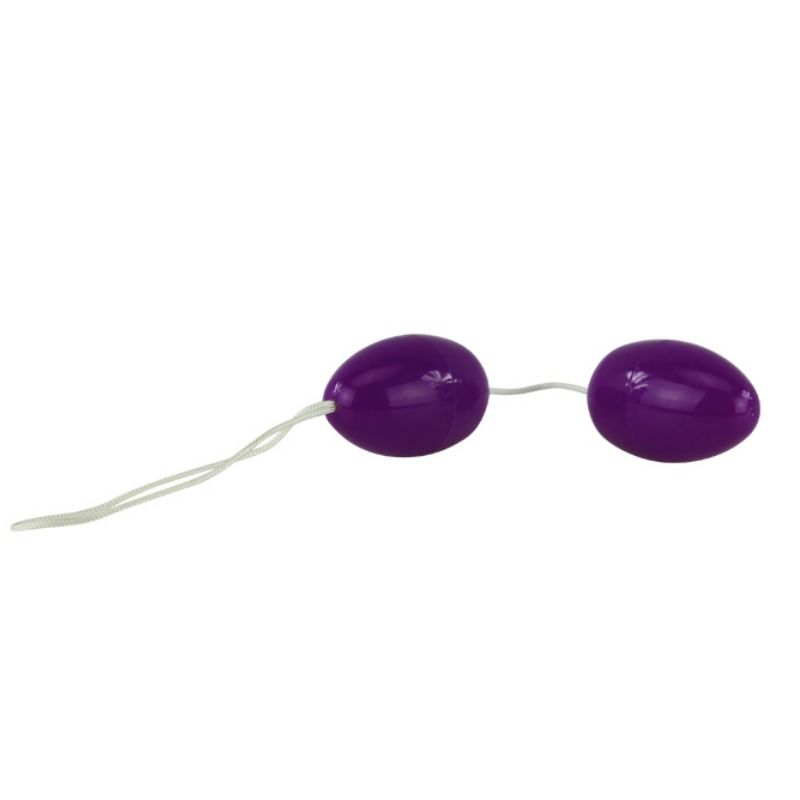 Sfera anale BAILE TWINS BALLS SFERE ANAL LILLA di colore viola, morbida e liscia, per il piacere e il comfort.