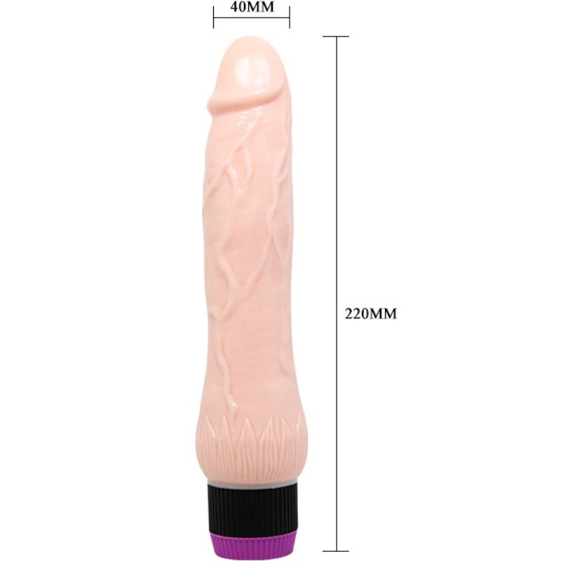 Vibratore realistico BAILE Adour Club con base larga, lunghezza di 22 cm, dettagli realistici e design ergonomico.