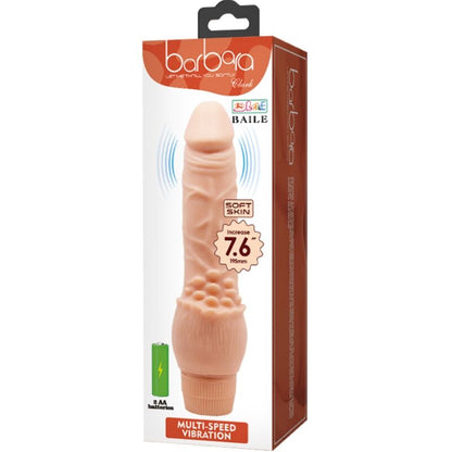 Vibratore reale BAILE Barbara, lungo 19,5 cm, in materiale simile alla carne, con dettagli realistici e design anatomico.