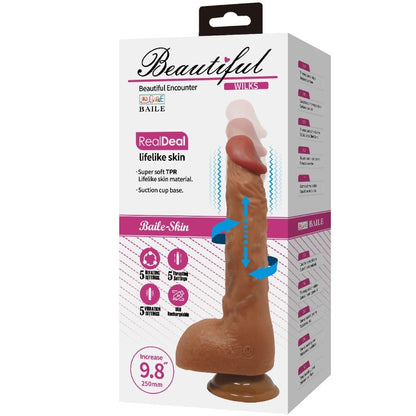 Vibratore realistico BAILE Beautiful Wilks da 25 cm, 5 impostazioni, design mulato, dettagli realistici, morbido e stimolante
