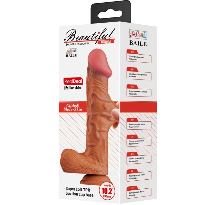 Dildo realistico BAILE Bergrisi da 26 cm colore carne, dettagli realistici e morbidi, ideale per piacere personale.