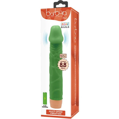 Vibratore realistico verde BAILE Bill, lunghezza 22,5 cm, con dettagli realistici e design ergonomico.