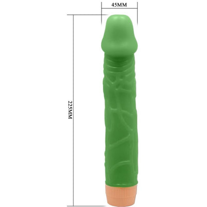 Vibratore realistico verde BAILE Bill di 22,5 cm con dettagli realistici e materiale morbido, ideale per il piacere personale.