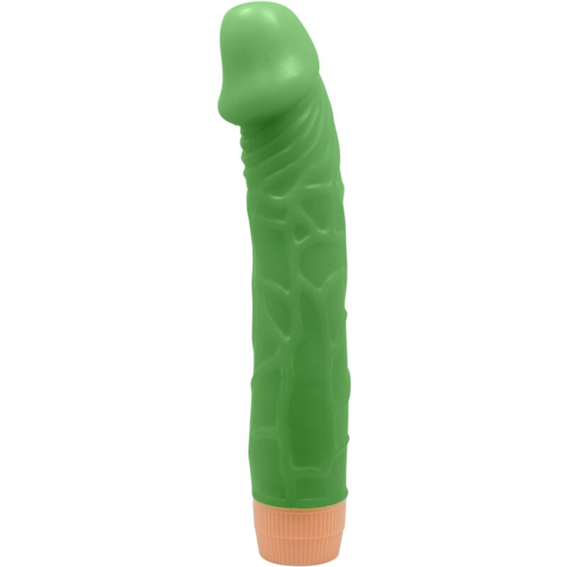 Vibratore realistico BAILE Bill verde di 22,5 cm, con dettagli realistici e design naturale, ideale per stimolazione e piacere personale.