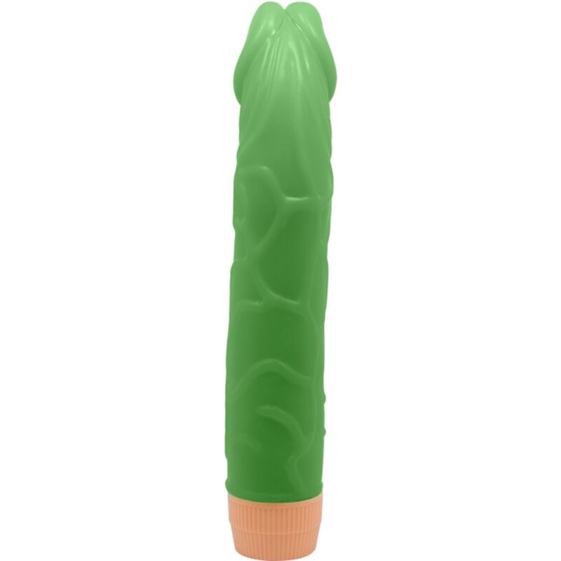 Vibratore realistico verde BAILE Bill, lunghezza 22,5 cm, con dettagli realistici e design ergonomico.