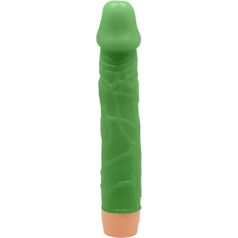 Vibratore realistico Baile Bill verde, lunghezza 22,5 cm, con dettagli realistici per stimolazione.