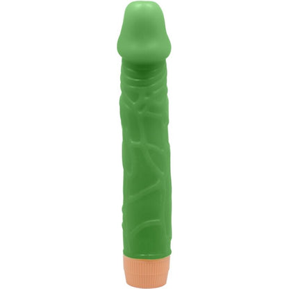 Vibratore realistico Baile Bill verde, lunghezza 22,5 cm, con dettagli realistici per stimolazione.