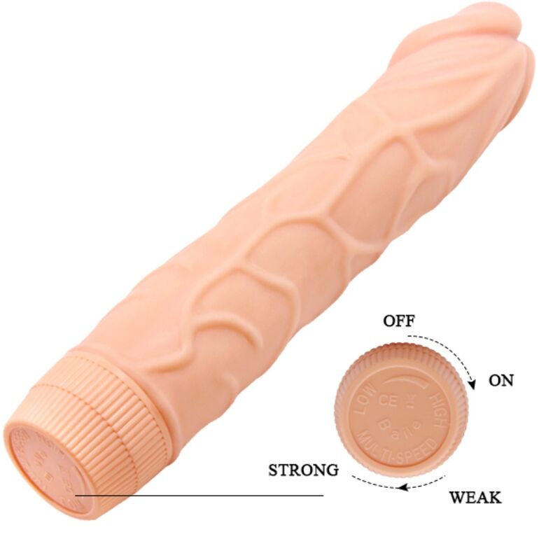 Vibratore realistico BAILE Bob, lunghezza 22,5 cm, colore carne, con dettagli realistici, ideale per stimolazione.