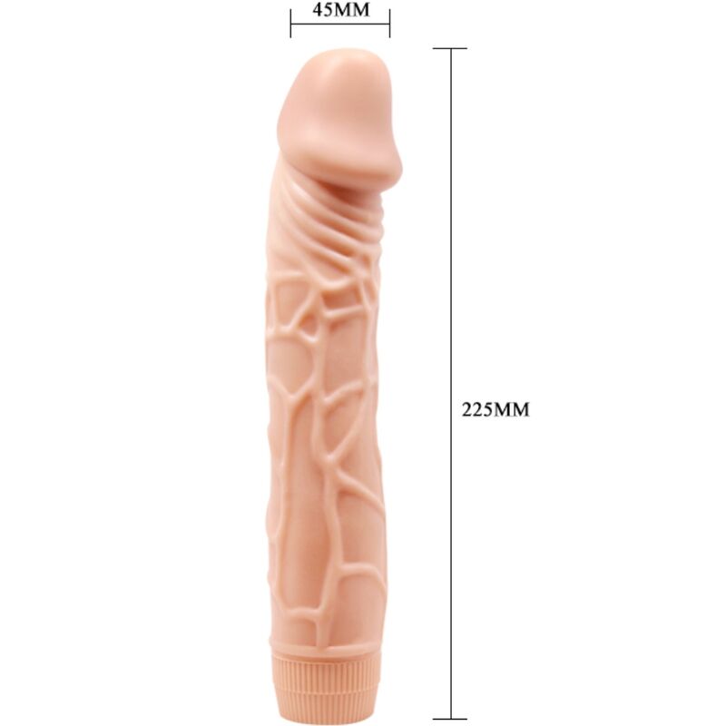 Vibratore realistico BAILE Bob, 22,5 cm, in colore carne, con dettagli anatomici, ideale per piacere e stimolazione.