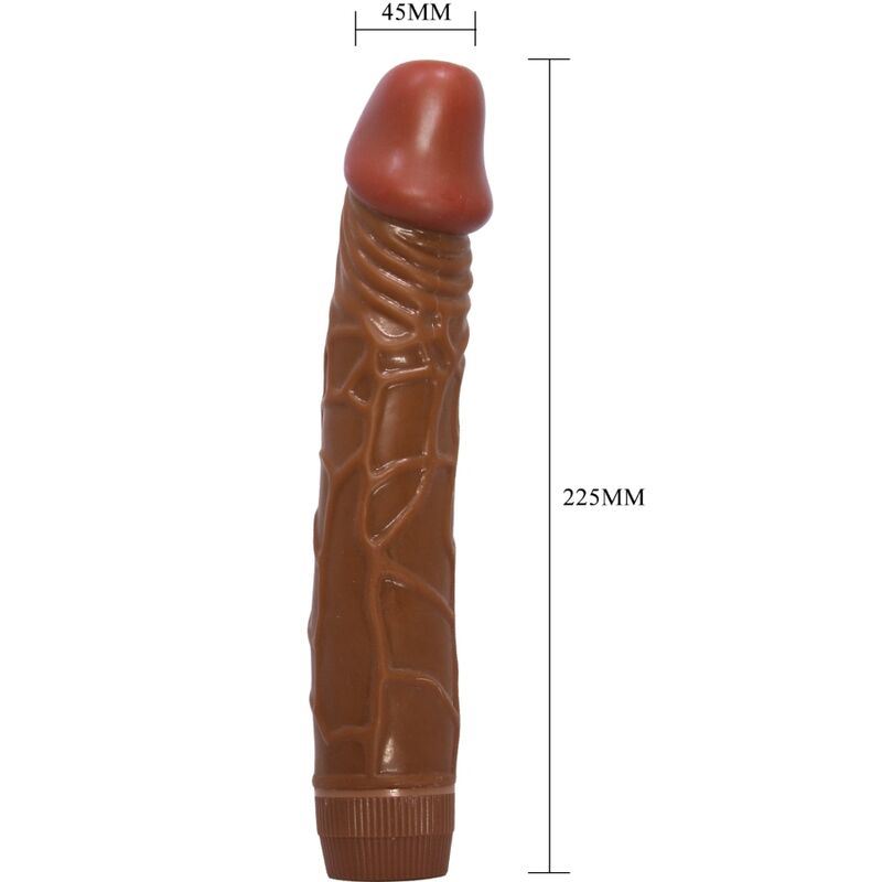Vibratore realistico BAILE Bob di 22,5 cm, design mulatto, con forma naturale e dettagli realistici per piacere.