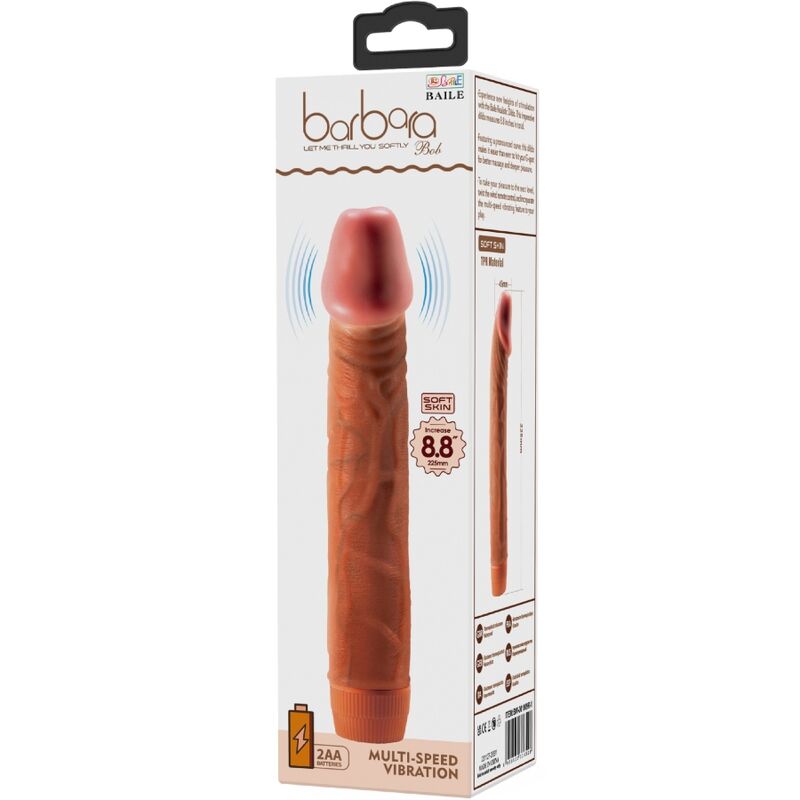 Vibratore realistico BAILE Bob, 22,5 cm, design mulatto, dettagli realistici, ideale per stimolazione e piacere.